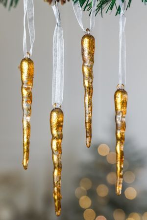 Набор ёлочных украшений СОСУЛЬКИ 'СОМЮР', золотой, 10 см, 4 шт., Winter Deco
