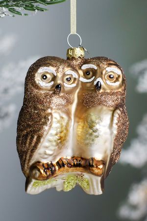Ёлочная игрушка СОВЫ 'СЛАДКАЯ ПАРОЧКА', стекло, 10 см, Winter Deco