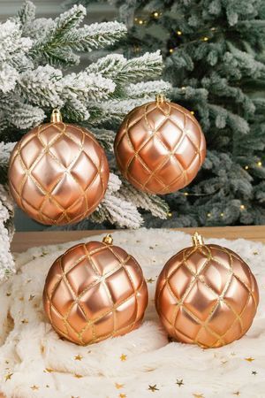 Набор ёлочных шаров ГАЛАНТНЫЙ СТИЛЬ, пластик, коралловый, 10 см, 4 шт., Winter Deco