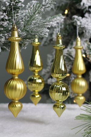Набор ёлочных украшений МОТИВЫ БАРОККО, пластик, золотой, 17 см, 4 шт., Winter Deco