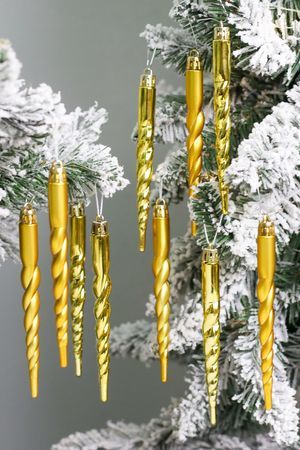 Набор ёлочных украшений СОСУЛЬКИ РИЦАДО, пластик, золотой, 13 см, 10 шт., Winter Deco