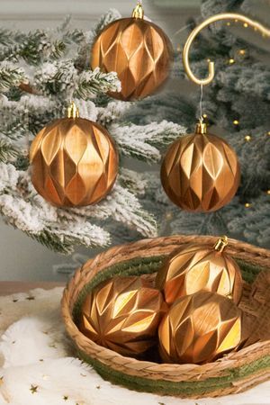 Набор ёлочных шаров СОЛЬЕВО КЛАССИКО, пластик, медный антик, 8 см, 6 шт., Winter Deco