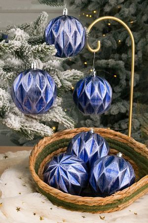 Набор ёлочных шаров СОЛЬЕВО КЛАССИКО, пластик, голубой антик, 8 см, 6 шт., Winter Deco
