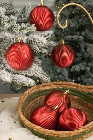 Набор ёлочных шаров ОНДУЛАТО, пластик, красный антик, 7 см, 6 шт., Winter Deco