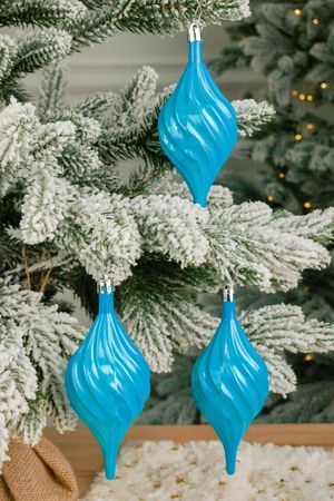 Набор ёлочных украшений ПОДВЕСКИ ГАЛАТЕО, пластик, голубой, 13 см, 3 шт., Winter Deco