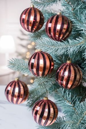 Набор ёлочных шаров СОЛЛЕВАТО, пластик, бордовый, 8 см, 6 шт., Winter Deco