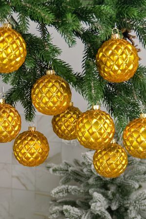 Набор ёлочных шаров КВИЛТЕД, пластик, золотой, 6 см, 9 шт., Winter Deco