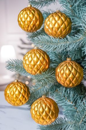 Набор ёлочных шаров КВИЛТЕД, пластик, золотой, 8 см, 6 шт., Winter Deco