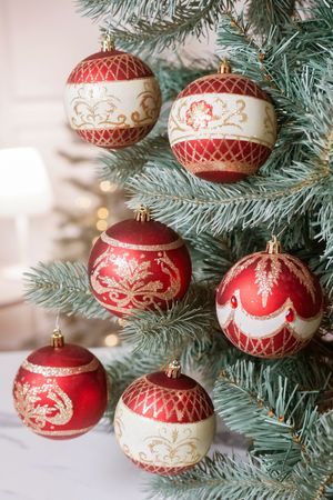 Набор ёлочных шаров РОЯЛ РУЖ - АНСАМБЛЬ ОРНАМЕНТОВ, пластик, 8 см, 6 шт., Winter Deco