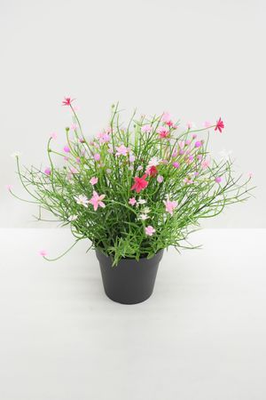 Искусственные цветы в горшке ЦВЕТОЧНАЯ ПОЛЯНКА розовая, 25 см, Summer Deco