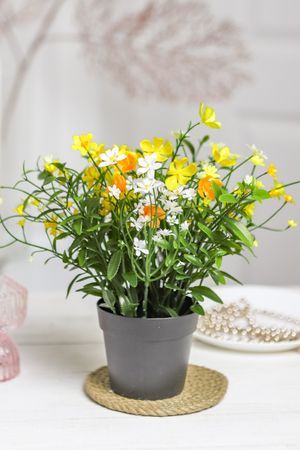 Искусственные цветы в горшке ИЮЛЬСКИЙ ПОЛДЕНЬ, жёлтые, 30 см, Summer Deco