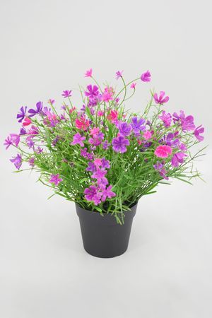 Искусственные цветы в горшке ЯРКИЙ АКЦЕНТ, пурпурный и фуксия, 23 см, Summer Deco