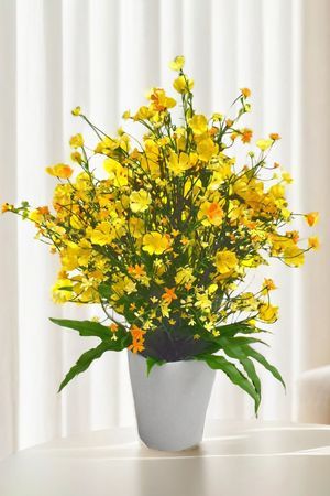 Искусственные цветы в горшке ВЕСЁЛЫЙ ФЕЙЕРВЕРК, жёлтый 46 см, Summer Deco