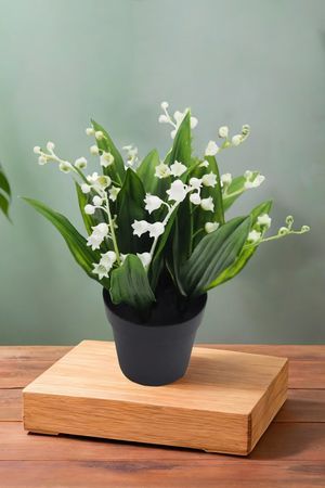 Искусственные цветы в горшке ЛАНДЫШИ, белые, 23 см, Summer Deco