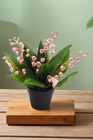 Искусственные цветы в горшке ЛАНДЫШИ, розовые, 23 см, Summer Deco