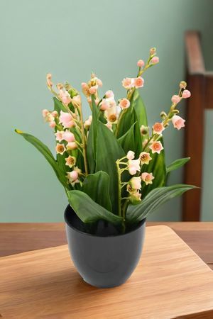 Искусственные цветы ЛАНДЫШИ в кашпо, розовые, 23 см, Summer Deco