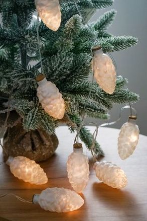 Светодиодная гирлянда ШИШКИ 'ОЛЛИЗОН', белый муар, 8 тёплых белых LED-огней, 1.4 м, батарейки, Kaemingk
