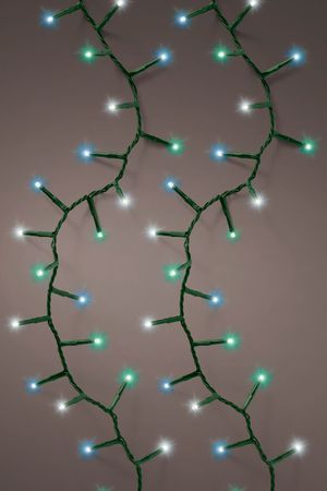 Светодиодная гирлянда Lumineo Snake МОРСКАЯ ВОЛНА, 1500 голубых/белых/зелёных LED-огней, 34+5 м, 220V, контроллер, таймер, зелёный ПВХ, уличная, Kaemingk