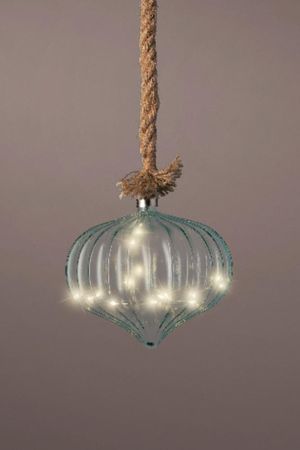 Декоративное светящееся украшение ЛУКОВКА-ЗАГАДКА, стекло, голубая, 15 micro LED-огней, 21х20 см, батарейки, Kaemingk