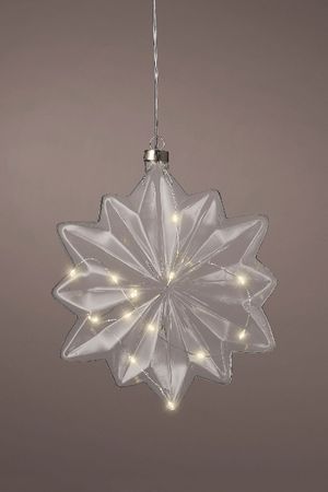 Декоративное светящееся украшение ЗВЕЗДА-ЗАГАДКА, стекло, micro 15 LED-огней, 19х8 см, батарейки, Kaemingk