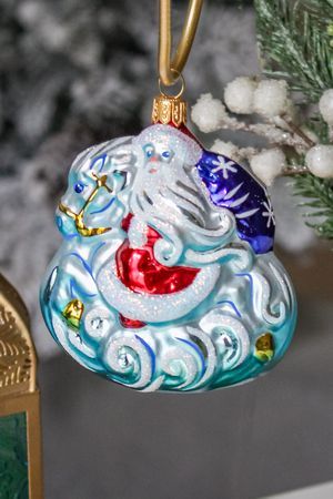 Ёлочная игрушка ЗОДИАК: ДЕД МОРОЗ НА ЛОШАДКЕ, стекло, 85 мм, Елочка