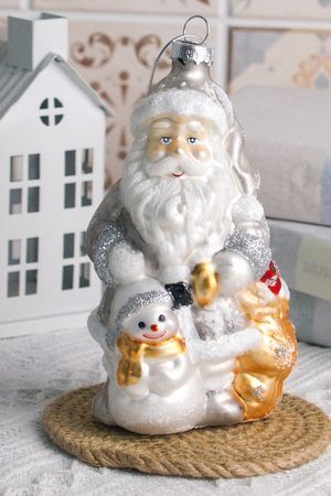 Ёлочная игрушка ДЕД МОРОЗ И СНЕГОВЁНОК, стекло, 13 см, Winter Deco