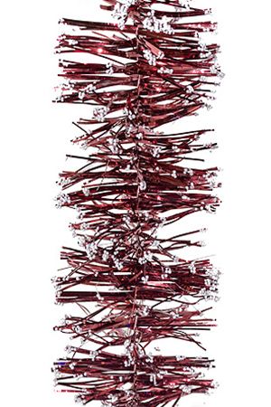 Мишура de luxe ЗАСНЕЖЕННАЯ, бордовая, 7.5х200 см, Kaemingk