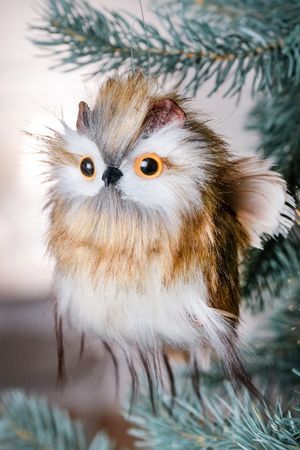 Ёлочное украшение СОВЁНОК ФИЛИС, искусственный мех, перо, 13 см, Winter Deco