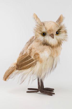 Декоративная фигура СОВА ХИЗЕР, искусственный мех, перо, 27 см, Winter Deco