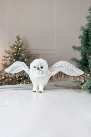 Декоративная фигура летящая СОВА ГАЙЛС, искусственный мех, перо, 72 см, Winter Deco