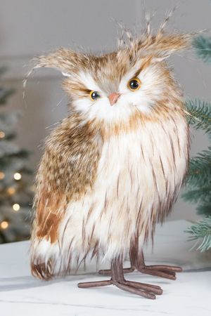 Декоративная фигура СОВА ДАРКИ, искусственный мех, перо, 35 см, Winter Deco