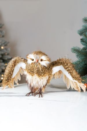 Декоративная фигура летящая СОВА ИДВИГ, искусственный мех, перо, 60 см, Winter Deco