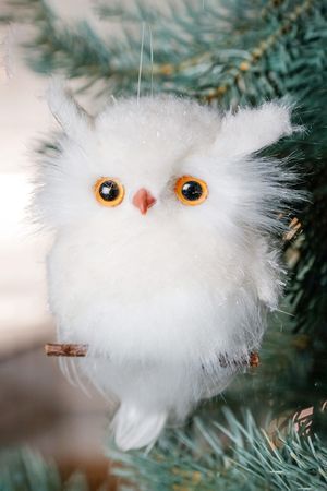 Ёлочное украшение СОВА ИССИ, искусственный мех, перо, 16 см, Winter Deco