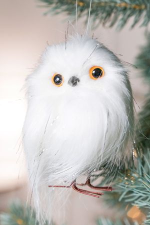 Ёлочное украшение СОВЁНОК ТРИШ, искусственный мех, перо, 11 см, Winter Deco