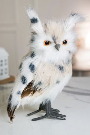 Декоративная фигура СОВЁНОК ИВИ, искусственный мех, перо, 23 см, Winter Deco
