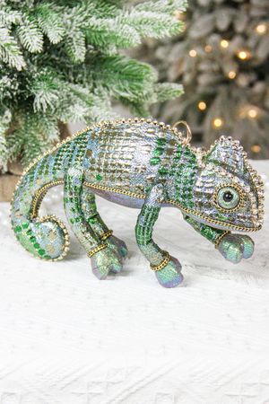 Декоративное подвесное украшение ХАМЕЛЕОН - ЭКЗОТИЧЕСКИЙ ГОСТЬ, зелёный, 25 см, Winter Deco