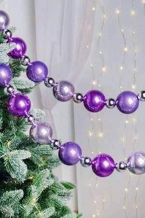 Бусы на ёлку НОВОГОДНЕЕ ОЖЕРЕЛЬЕ, пластик, сиреневый, фиолетовый, 3-6 см, 210 см, Winter Deco