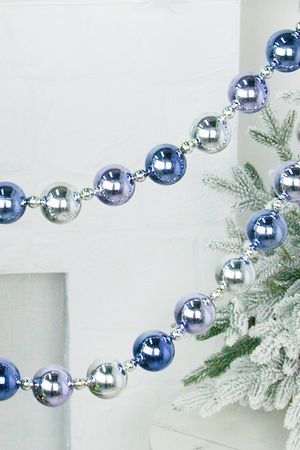 Бусы на ёлку НОВОГОДНЕЕ ОЖЕРЕЛЬЕ, пластик, фиолетовые, сиреневые, серебряные, 2-5 см, 220 см, Winter Deco