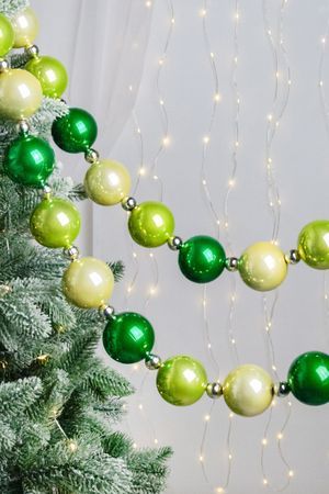 Бусы на ёлку НОВОГОДНЕЕ ОЖЕРЕЛЬЕ, пластик, зелёный, оливковый, 2-5 см, 220 см, Winter Deco