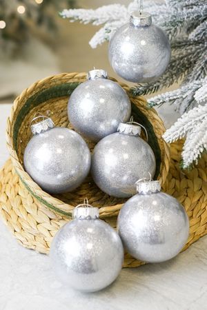Набор ёлочных ПЭТ шаров УЮТ РОЖДЕСТВА, пластик, серебряный, 8 см, упаковка 6 шт., Winter Deco