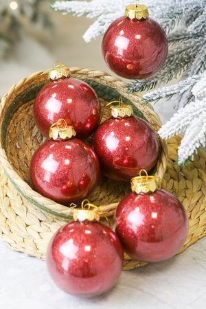 Набор ёлочных ПЭТ шаров УЮТ РОЖДЕСТВА, пластик, бургунди, 8 см, упаковка 6 шт., Winter Deco