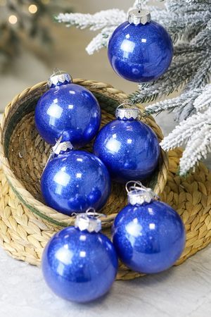 Набор ёлочных ПЭТ шаров УЮТ РОЖДЕСТВА, пластик, королевский синий, 8 см, упаковка 6 шт., Winter Deco