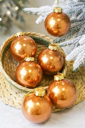 Набор ёлочных ПЭТ шаров УЮТ РОЖДЕСТВА, пластик, медный, 8 см, упаковка 6 шт., Winter Deco