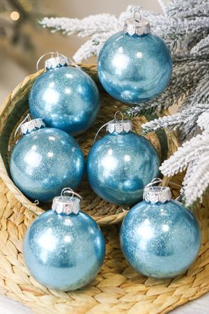 Набор ёлочных ПЭТ шаров УЮТ РОЖДЕСТВА, пластик, голубой, 8 см, упаковка 6 шт., Winter Deco