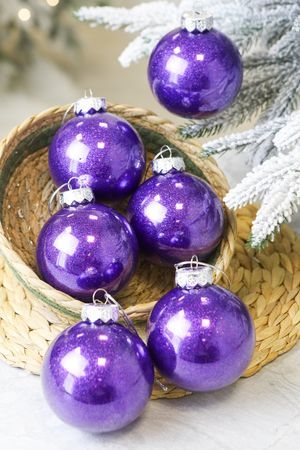 Набор ёлочных ПЭТ шаров УЮТ РОЖДЕСТВА, пластик, фиолетовый, 8 см, упаковка 6 шт., Winter Deco