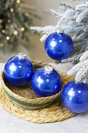 Набор ёлочных ПЭТ шаров УЮТ РОЖДЕСТВА, пластик, королевский синий, 10 см, упаковка 4 шт., Winter Deco