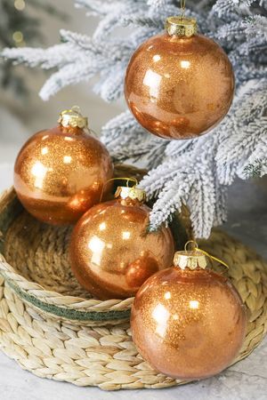 Набор ёлочных ПЭТ шаров УЮТ РОЖДЕСТВА, пластик, медный, 10 см, упаковка 4 шт., Winter Deco