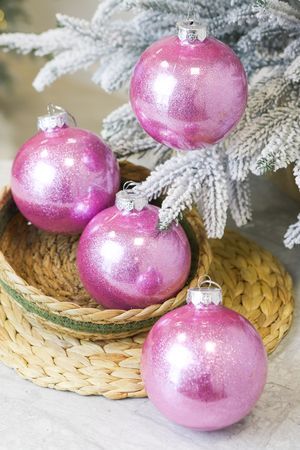 Набор ёлочных ПЭТ шаров УЮТ РОЖДЕСТВА, пластик, лиловый, 10 см, упаковка 4 шт., Winter Deco