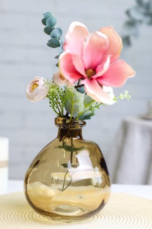 Декоративная ваза-бутыль КЛОДЕТ, стекло, оранжево-зелёная, 16 см, Koopman International