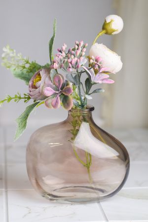 Декоративная ваза-бутыль ЛИЛО, стекло, розовая, 10 см, Koopman International